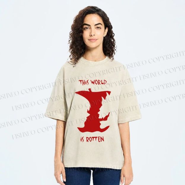 Unisex Death Note This World is Rotten Printed Washed Tee