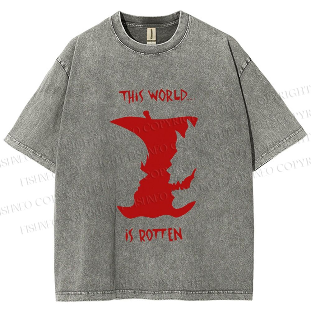 Unisex Death Note This World is Rotten Printed Washed Tee