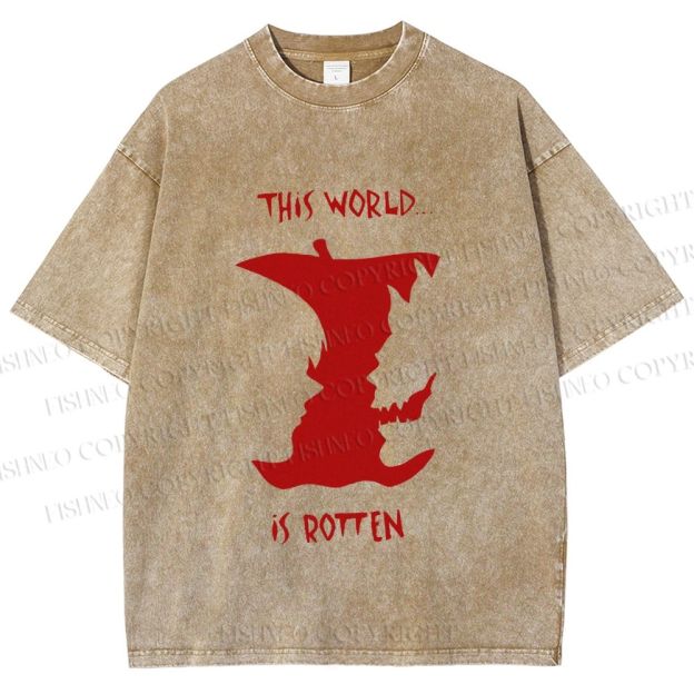 Unisex Death Note This World is Rotten Printed Washed Tee