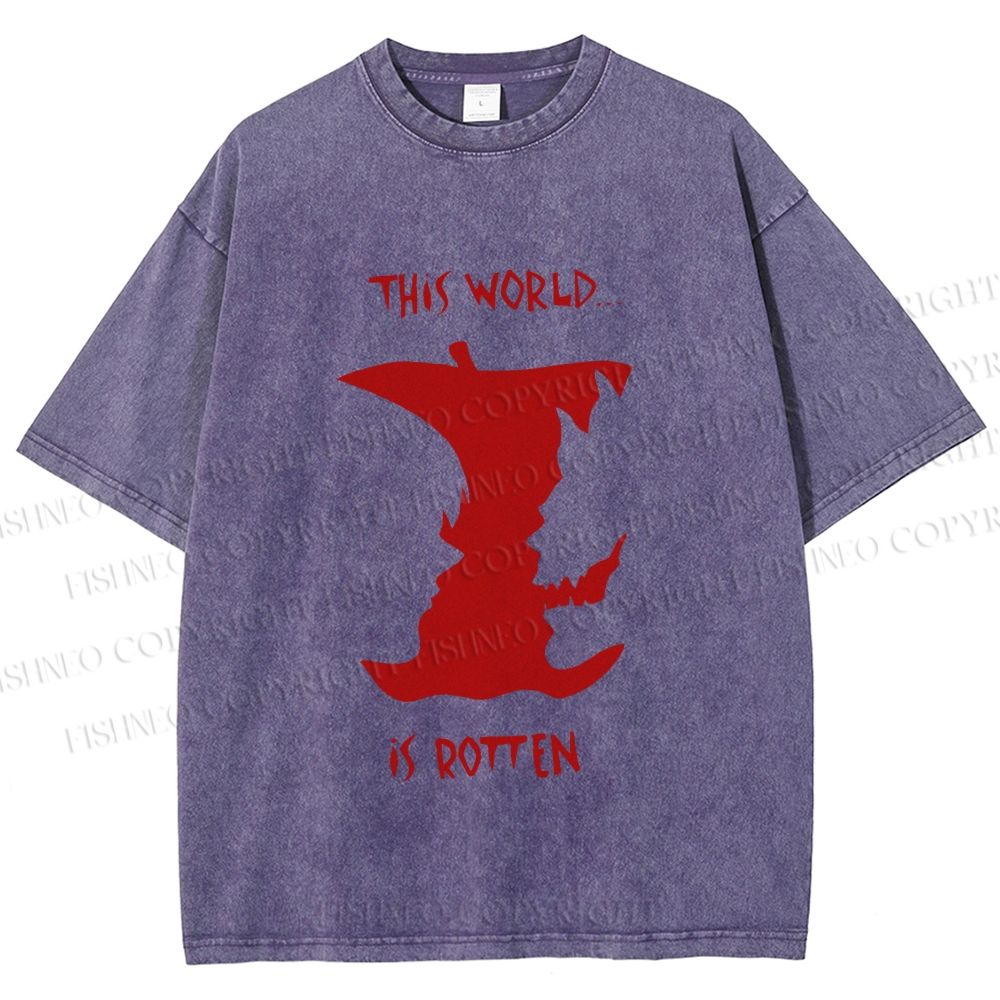 Unisex Death Note This World is Rotten Printed Washed Tee