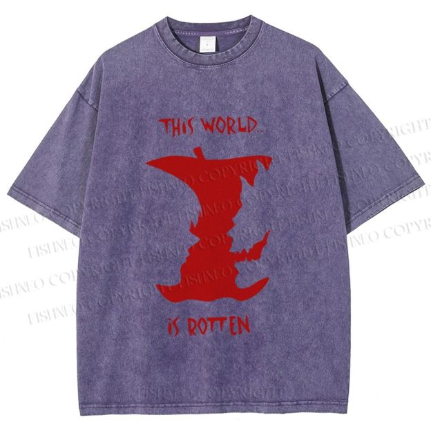 Unisex Death Note This World is Rotten Printed Washed Tee