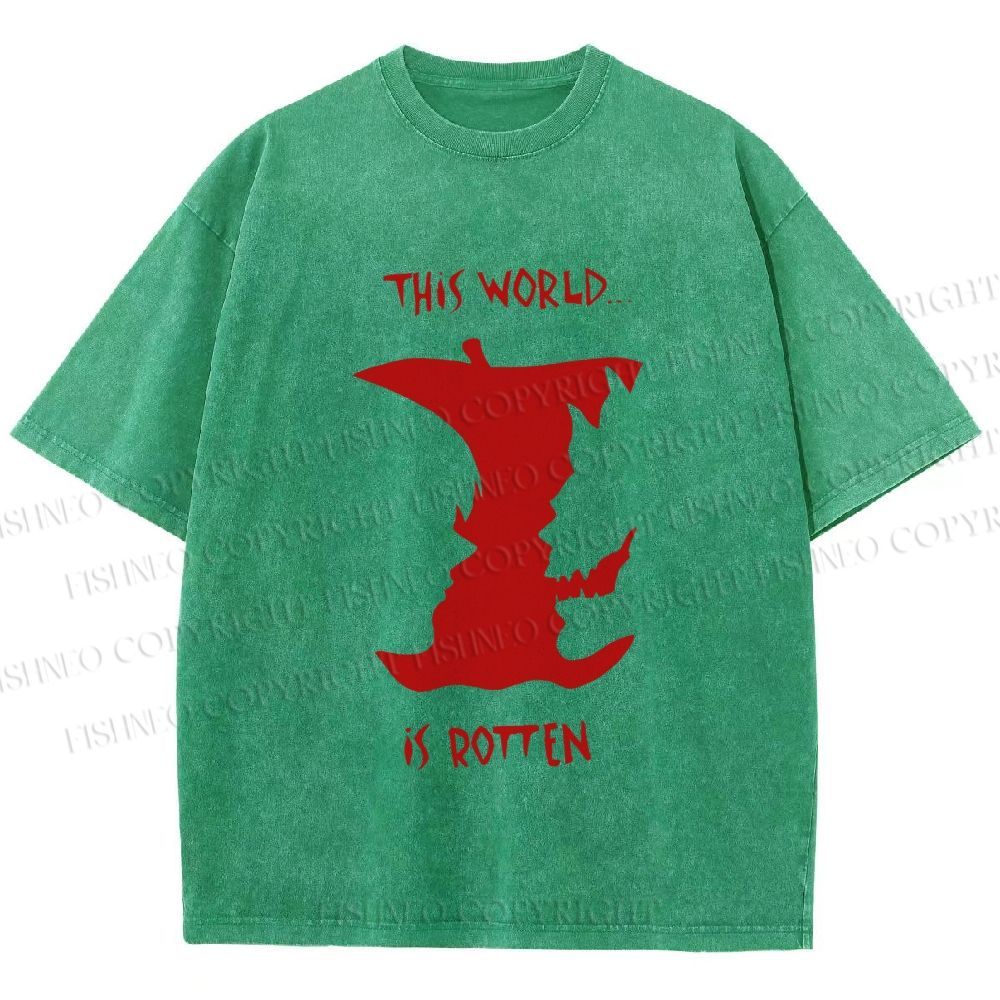 Unisex Death Note This World is Rotten Printed Washed Tee