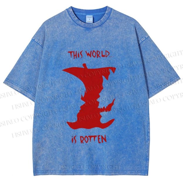 Unisex Death Note This World is Rotten Printed Washed Tee