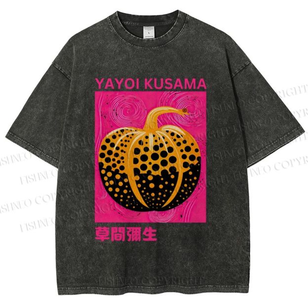Unisex Yayoi Kusama Pumpkin Printed Washed Tee