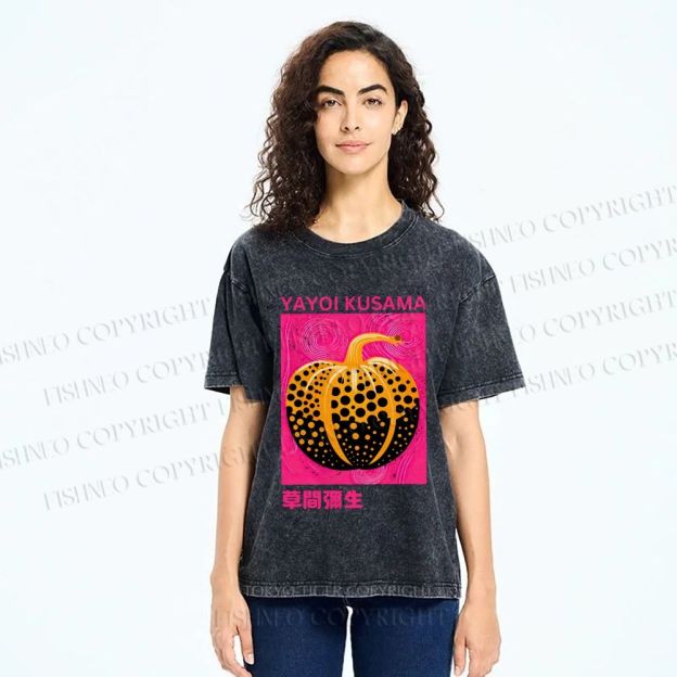 Unisex Yayoi Kusama Pumpkin Printed Washed Tee