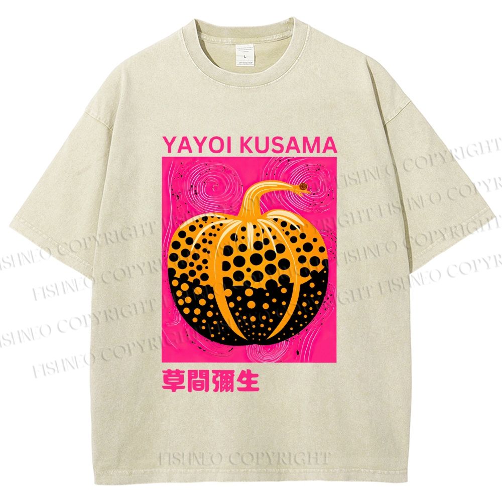 Unisex Yayoi Kusama Pumpkin Printed Washed Tee