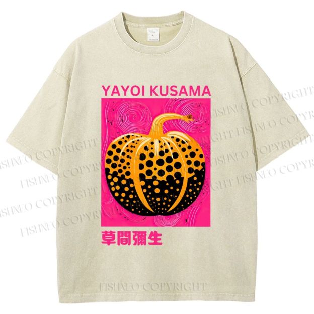 Unisex Yayoi Kusama Pumpkin Printed Washed Tee