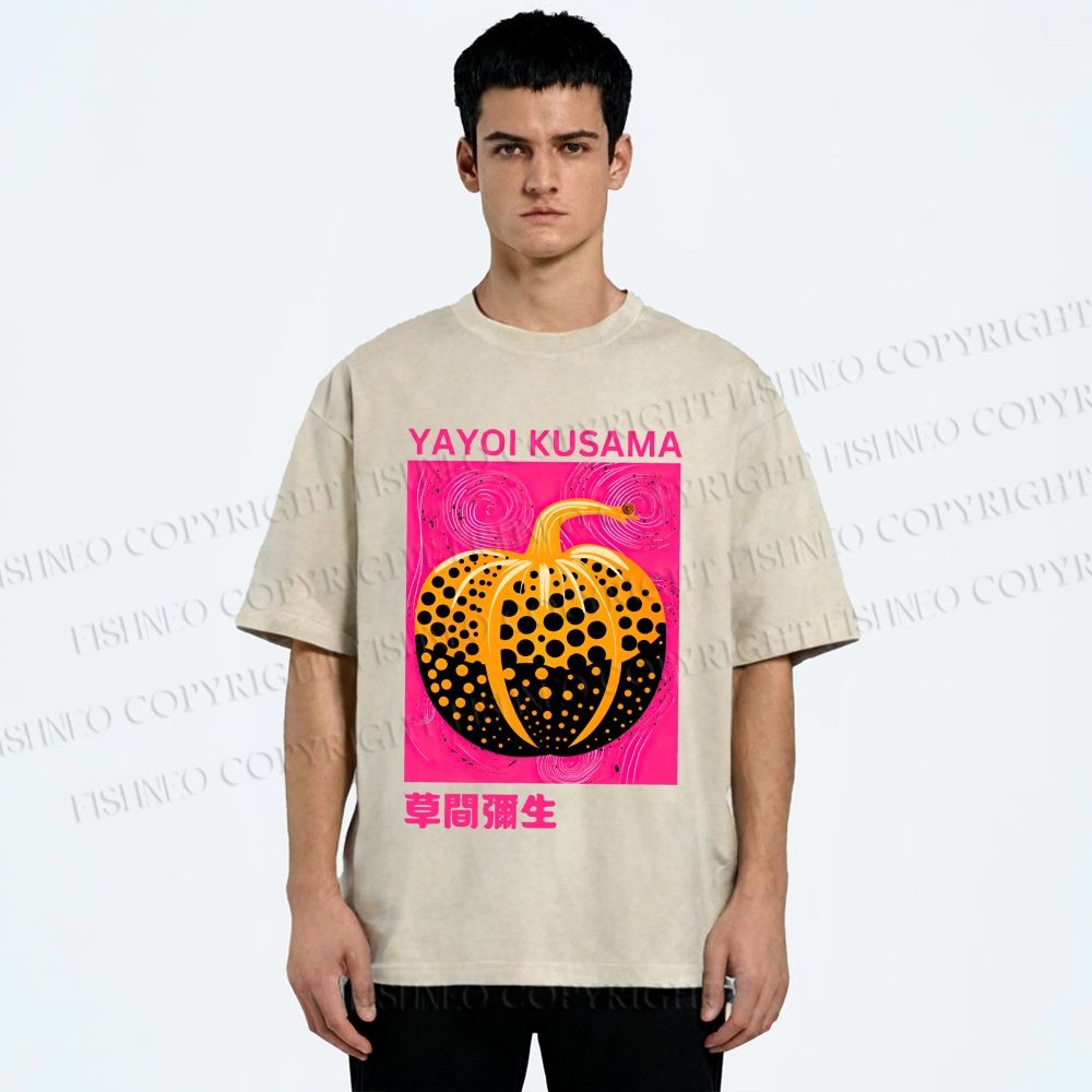 Unisex Yayoi Kusama Pumpkin Printed Washed Tee