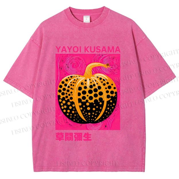 Unisex Yayoi Kusama Pumpkin Printed Washed Tee