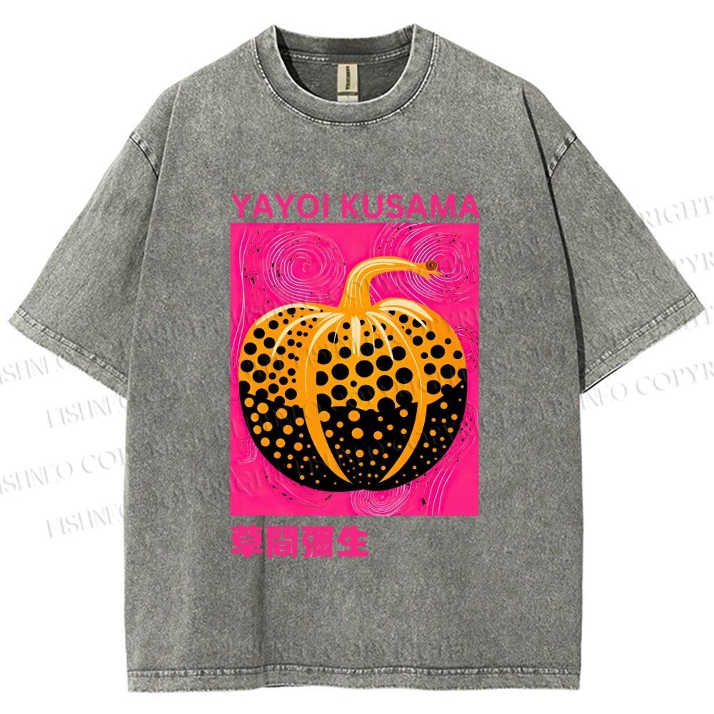 Unisex Yayoi Kusama Pumpkin Printed Washed Tee