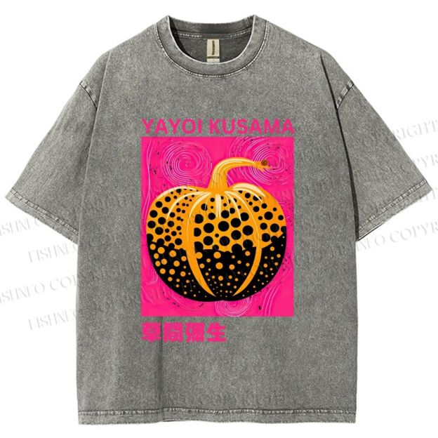 Unisex Yayoi Kusama Pumpkin Printed Washed Tee