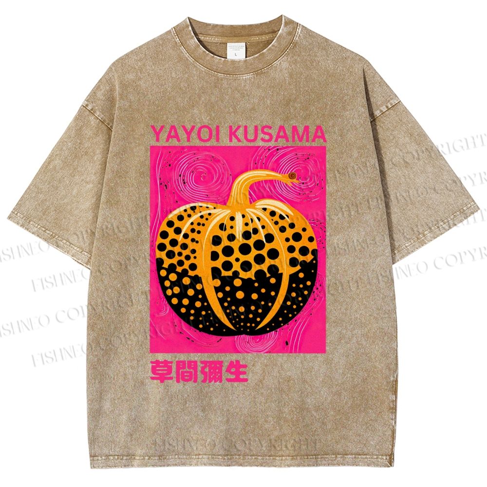 Unisex Yayoi Kusama Pumpkin Printed Washed Tee