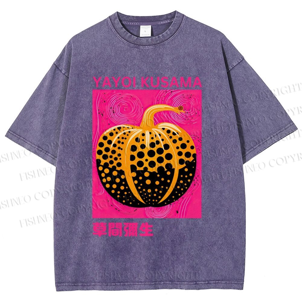 Unisex Yayoi Kusama Pumpkin Printed Washed Tee