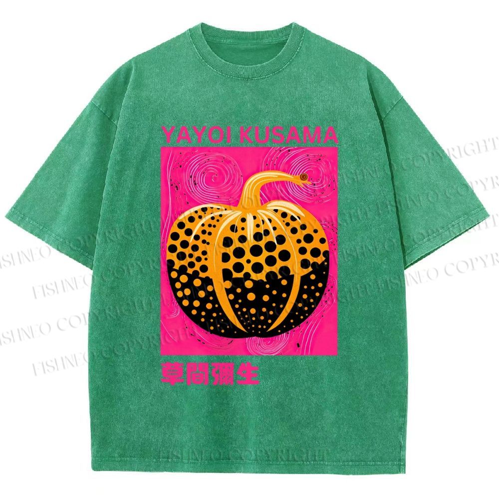 Unisex Yayoi Kusama Pumpkin Printed Washed Tee