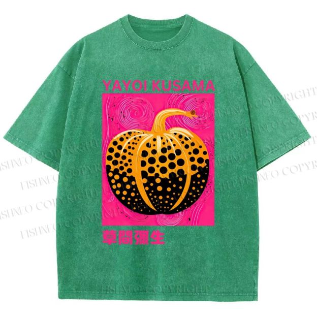 Unisex Yayoi Kusama Pumpkin Printed Washed Tee