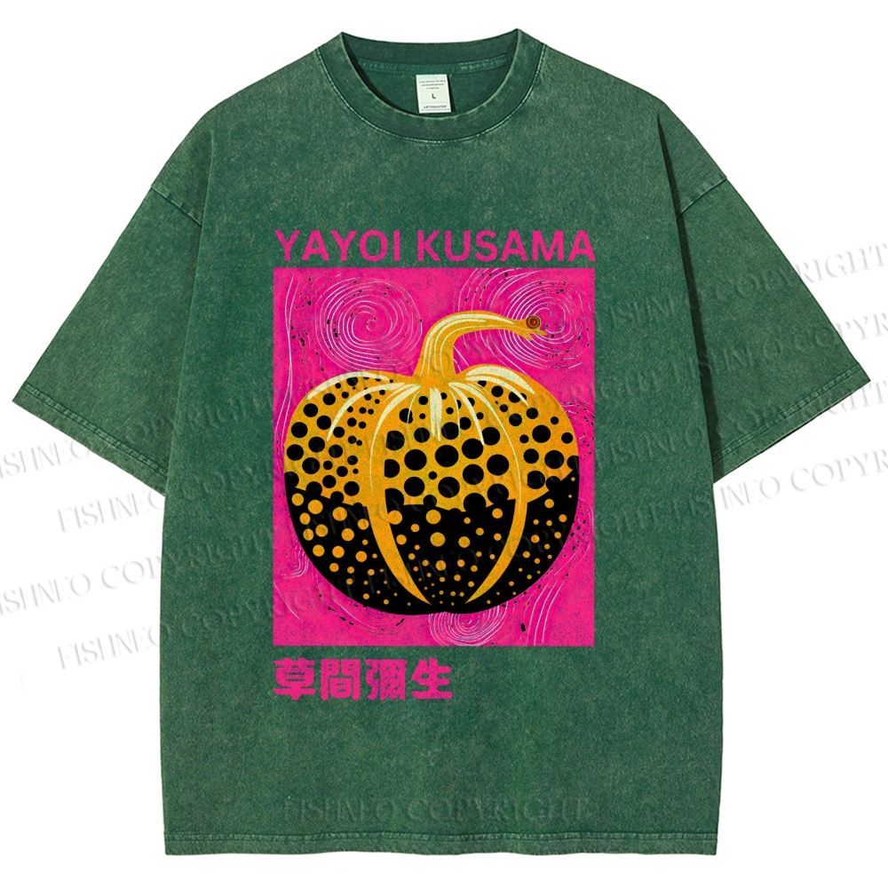 Unisex Yayoi Kusama Pumpkin Printed Washed Tee