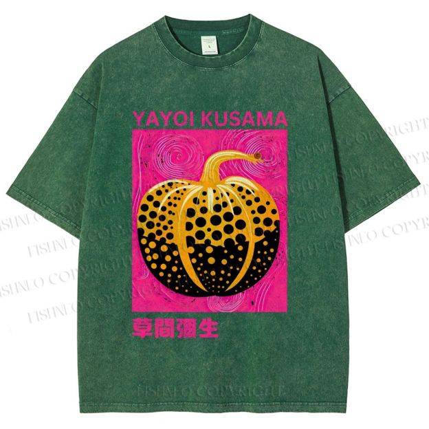 Unisex Yayoi Kusama Pumpkin Printed Washed Tee