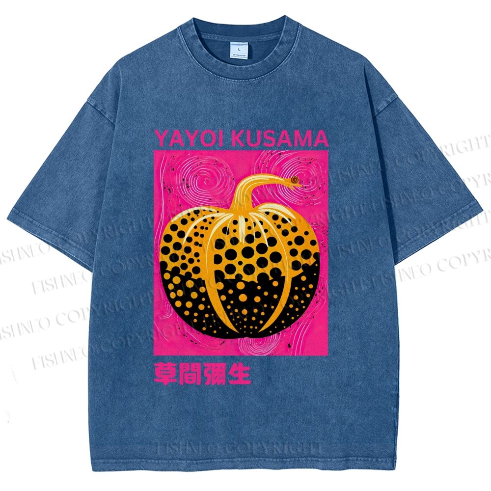 Unisex Yayoi Kusama Pumpkin Printed Washed Tee