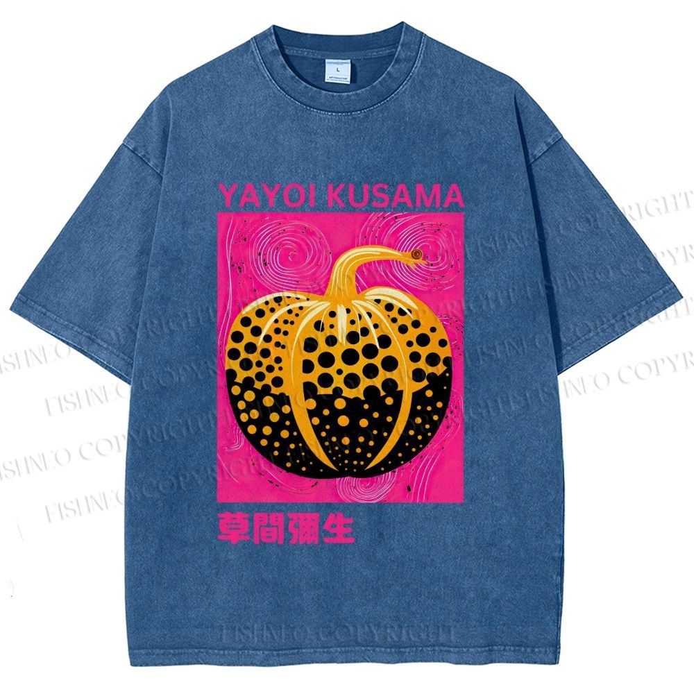 Unisex Yayoi Kusama Pumpkin Printed Washed Tee