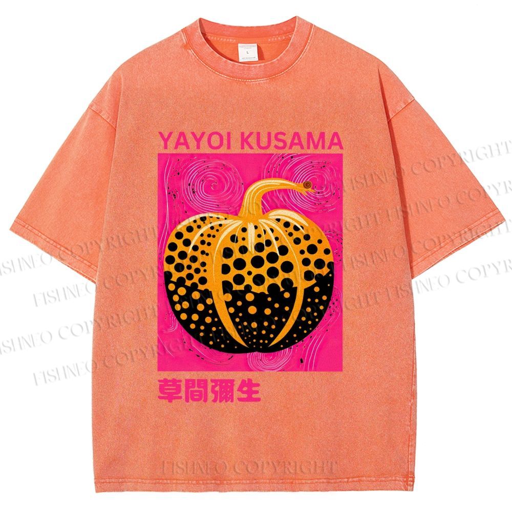 Unisex Yayoi Kusama Pumpkin Printed Washed Tee