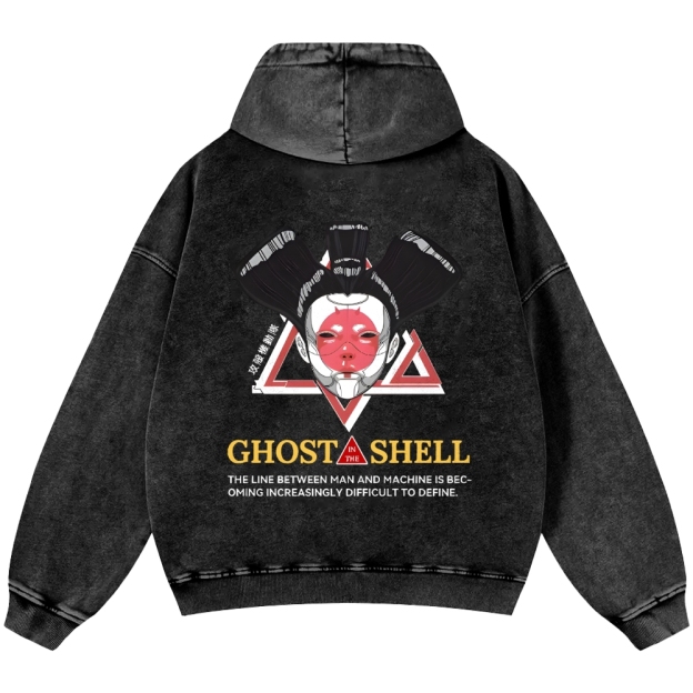 Ghost in the Shell Geisha Vintage Washed Cotton Back Art Hoodie