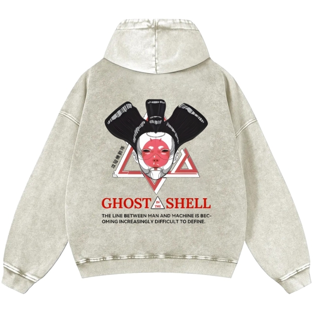 Ghost in the Shell Geisha Vintage Washed Cotton Back Art Hoodie