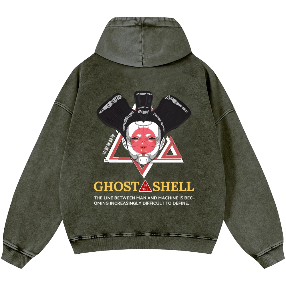 Ghost in the Shell Geisha Vintage Washed Cotton Back Art Hoodie
