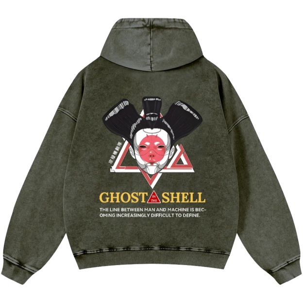 Ghost in the Shell Geisha Vintage Washed Cotton Back Art Hoodie