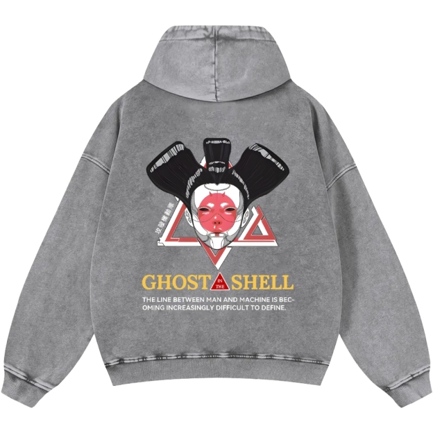 Ghost in the Shell Geisha Vintage Washed Cotton Back Art Hoodie
