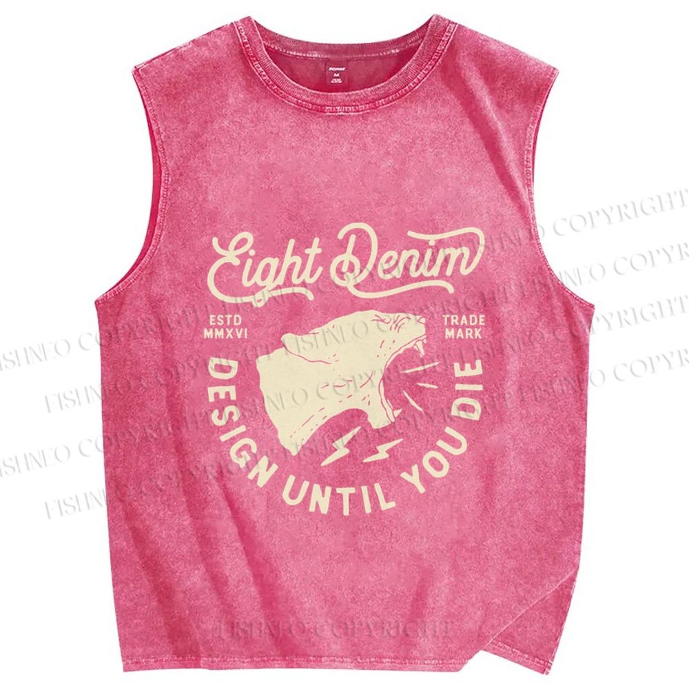 Unisex Yelling Panther Printed Washed Tank Top