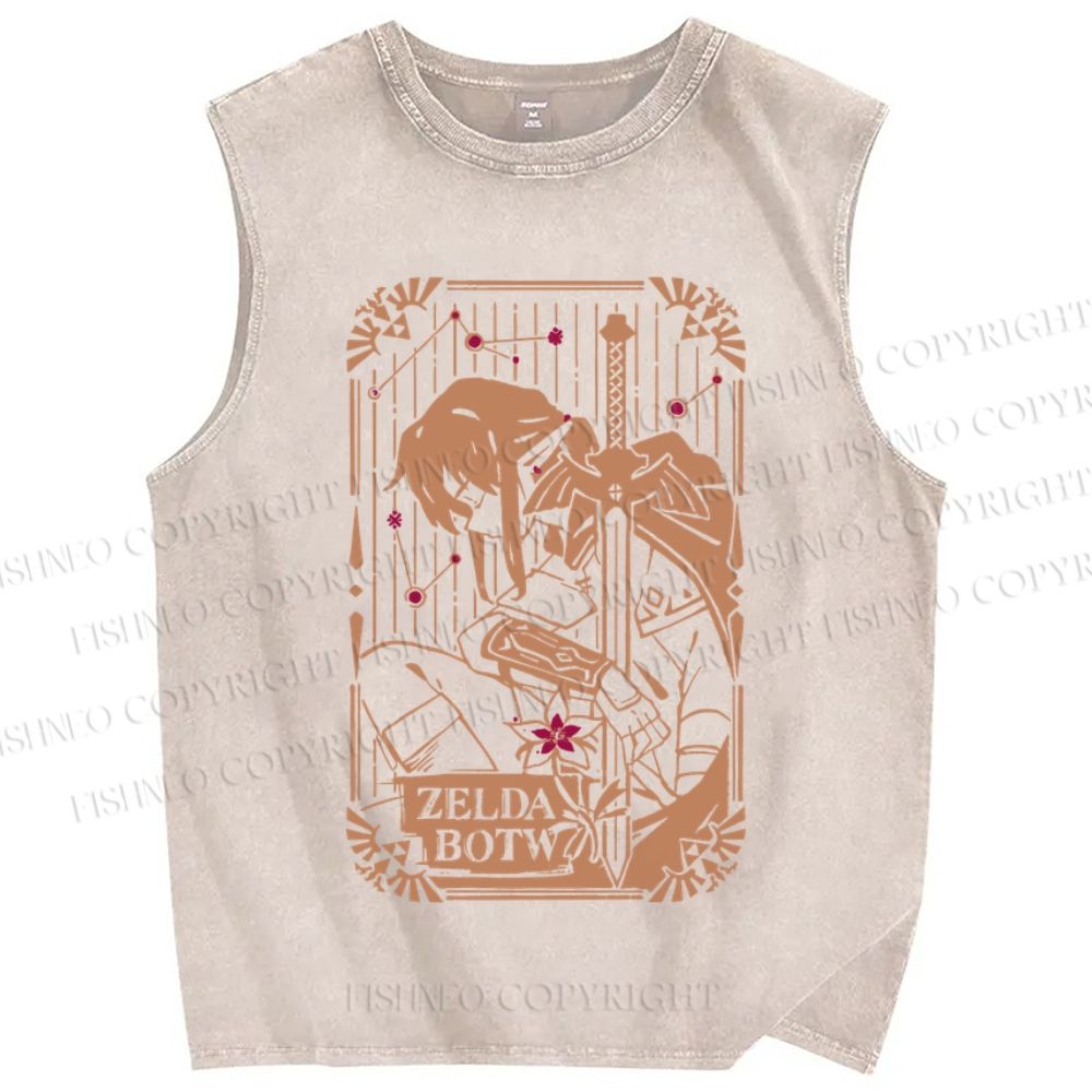 Unisex The Legend of Zelda Breathe of the Wild Link Printed Washed Tank Top
