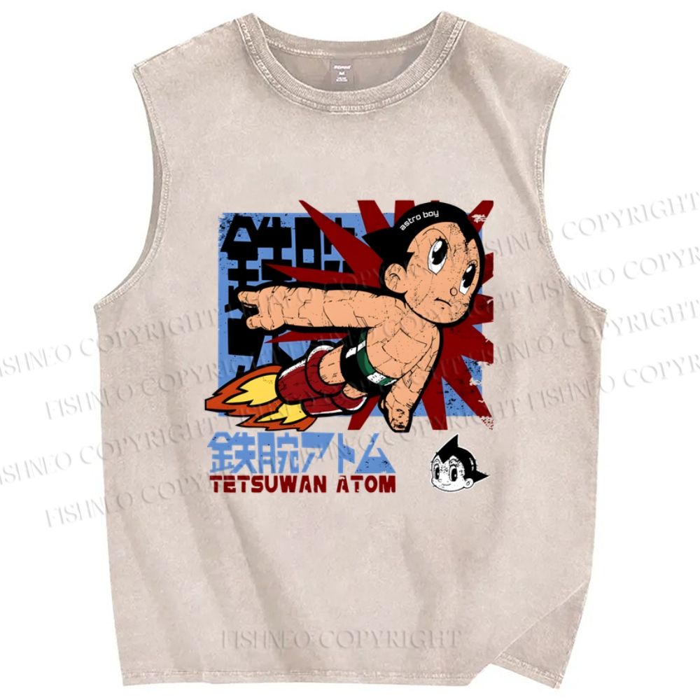 Unisex Astro Boy Printed Washed Tank Top