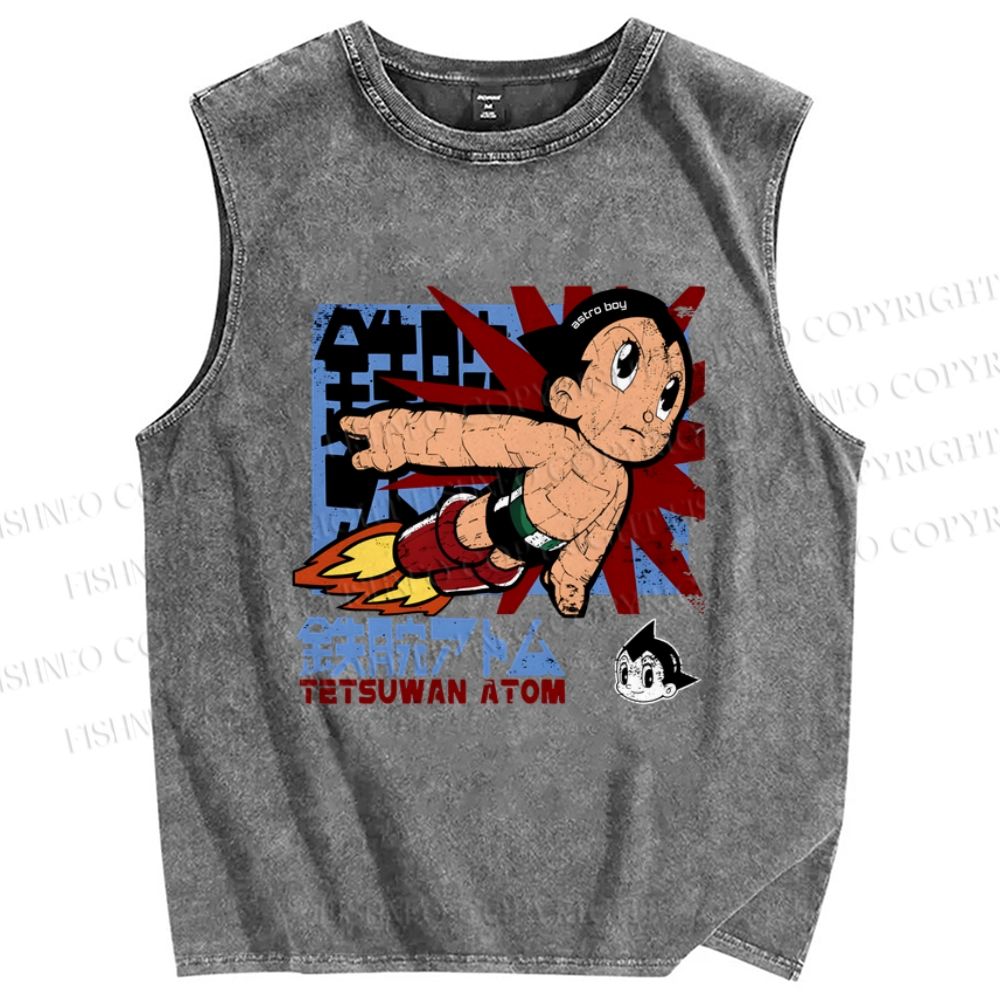 Unisex Astro Boy Printed Washed Tank Top