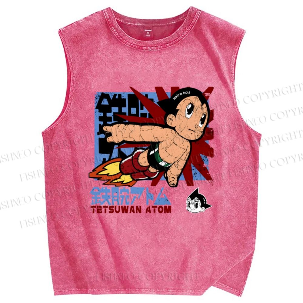 Unisex Astro Boy Printed Washed Tank Top