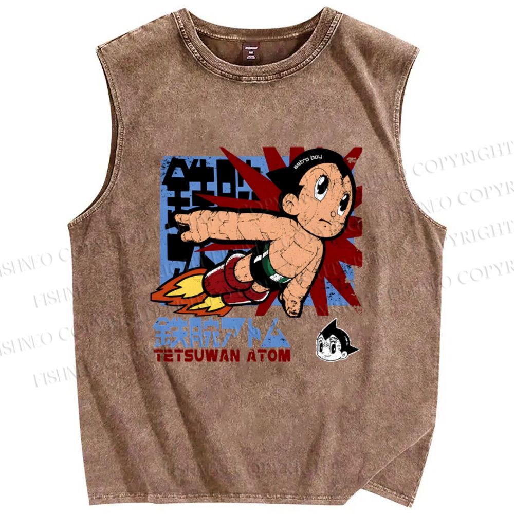 Unisex Astro Boy Printed Washed Tank Top