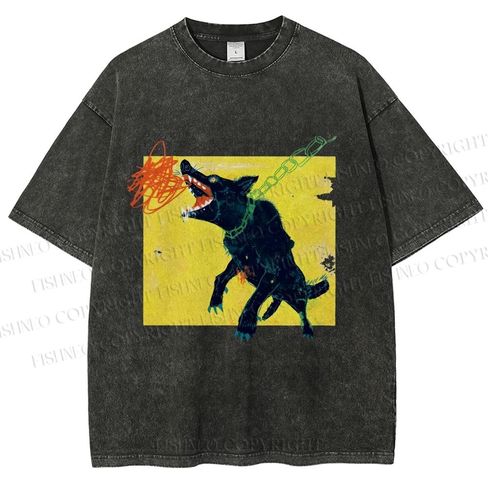 Unisex Wild Wolf Printed Washed Tee