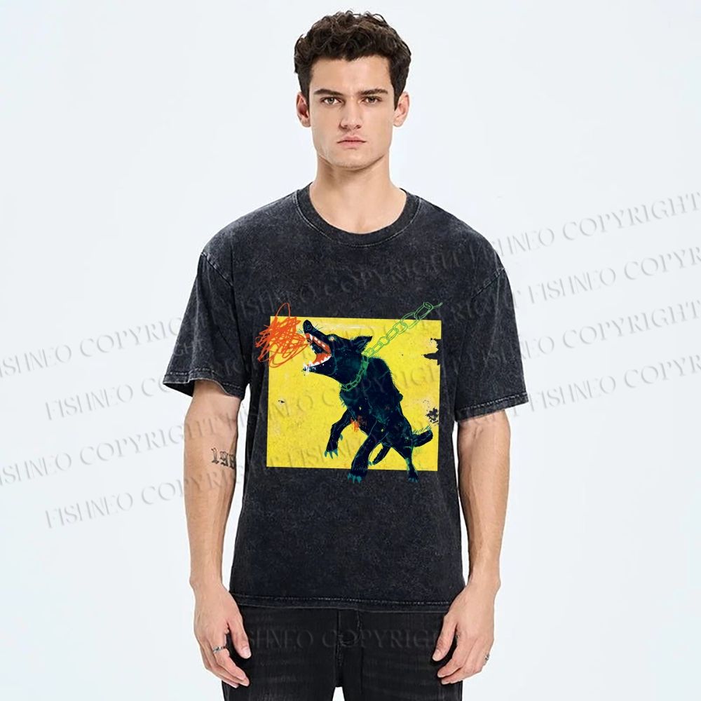 Unisex Wild Wolf Printed Washed Tee