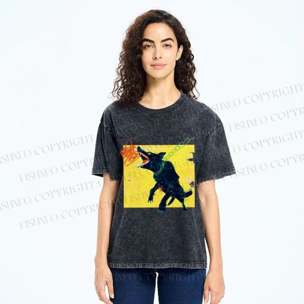 Unisex Wild Wolf Printed Washed Tee