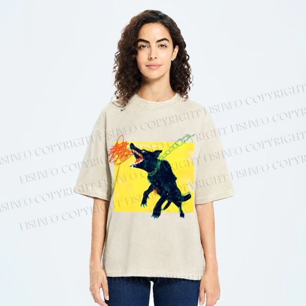 Unisex Wild Wolf Printed Washed Tee