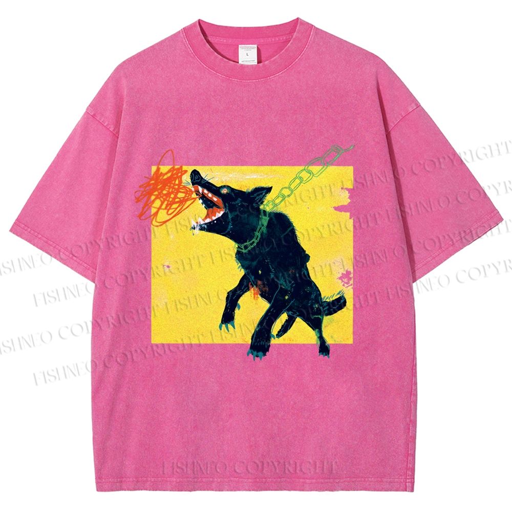 Unisex Wild Wolf Printed Washed Tee