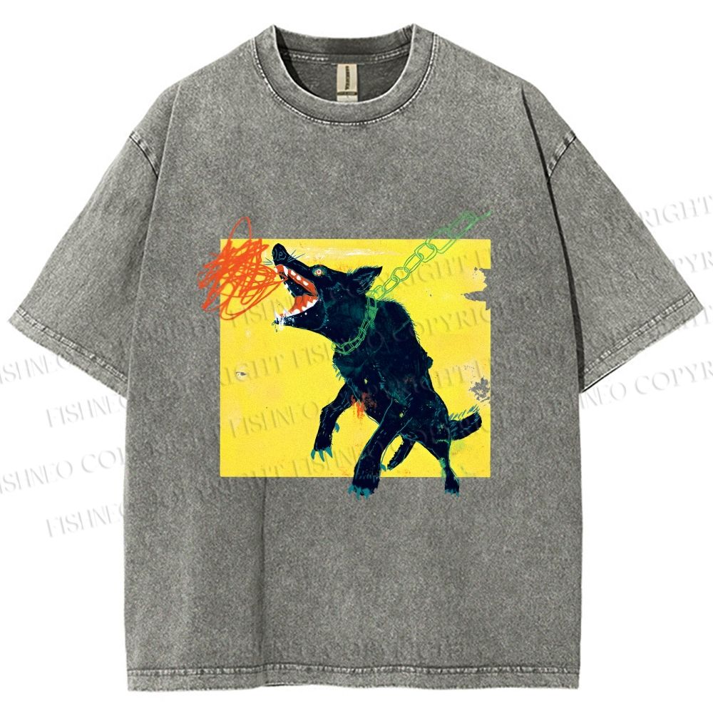 Unisex Wild Wolf Printed Washed Tee