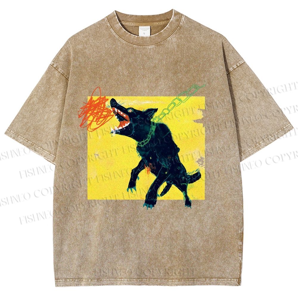 Unisex Wild Wolf Printed Washed Tee
