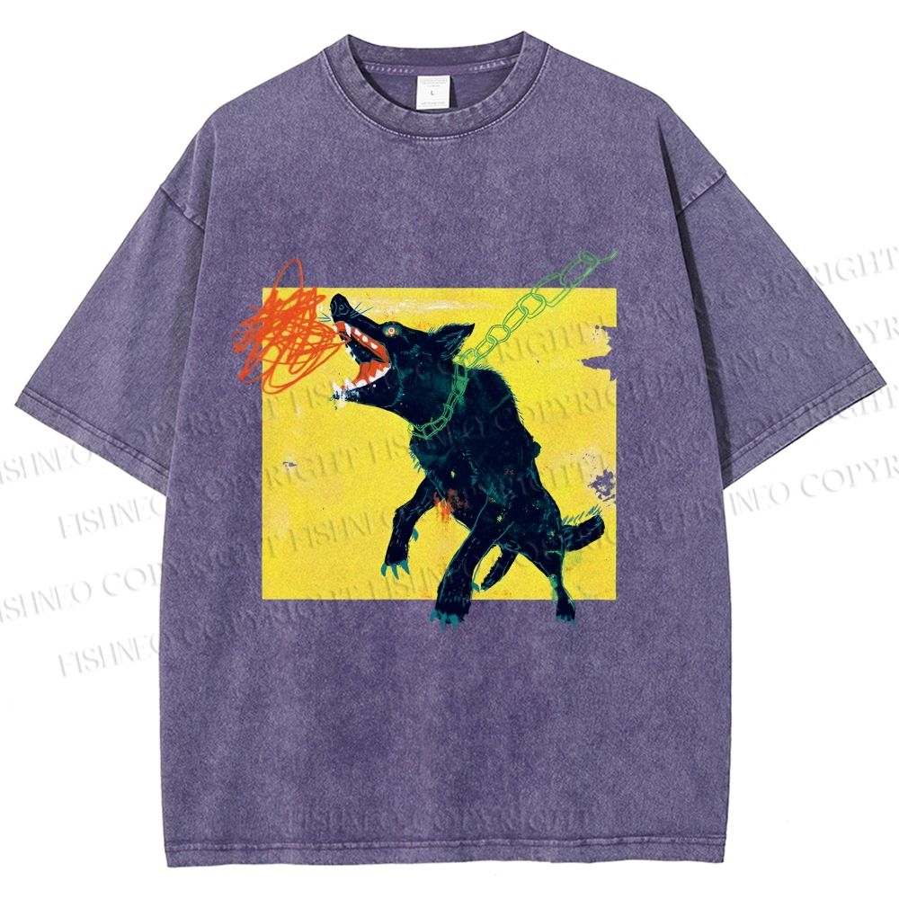 Unisex Wild Wolf Printed Washed Tee