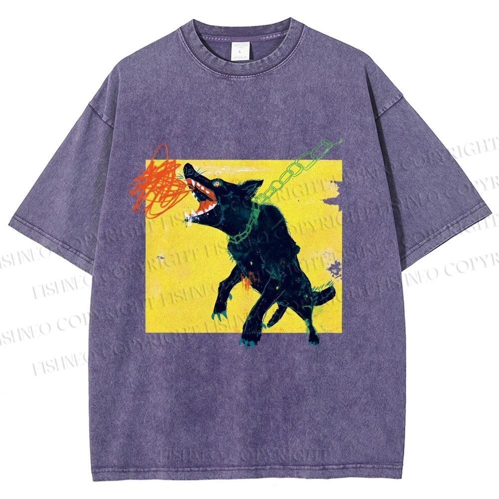 Unisex Wild Wolf Printed Washed Tee