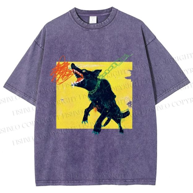 Unisex Wild Wolf Printed Washed Tee