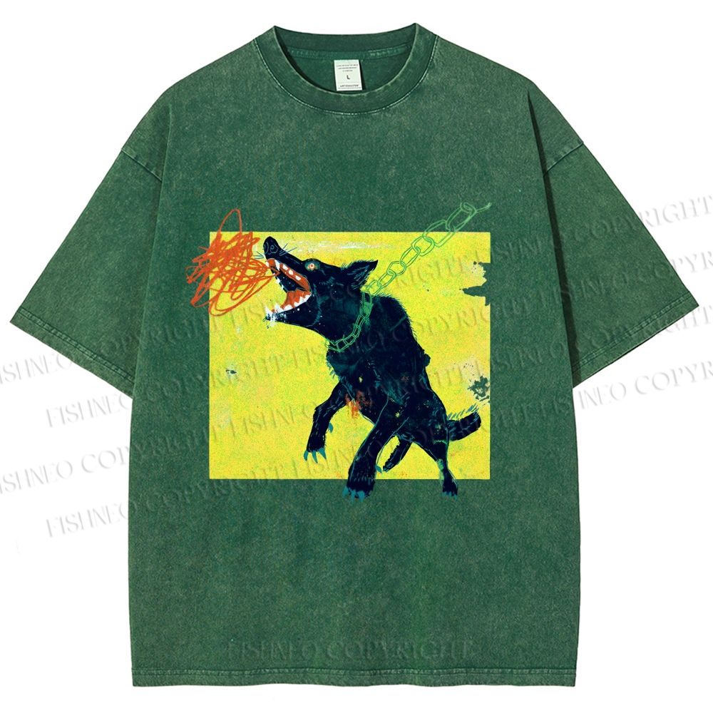 Unisex Wild Wolf Printed Washed Tee