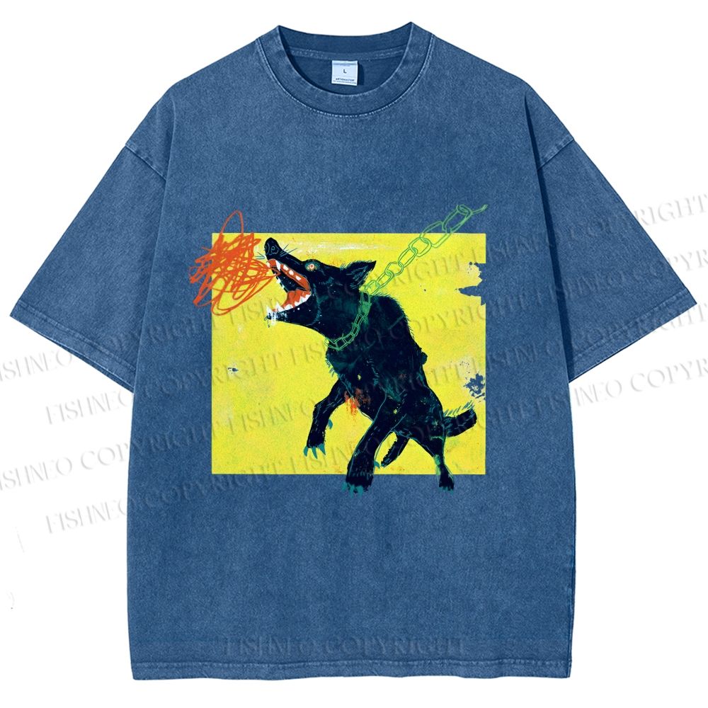 Unisex Wild Wolf Printed Washed Tee