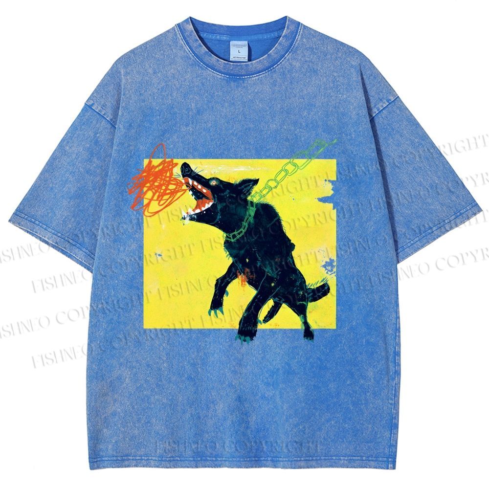 Unisex Wild Wolf Printed Washed Tee