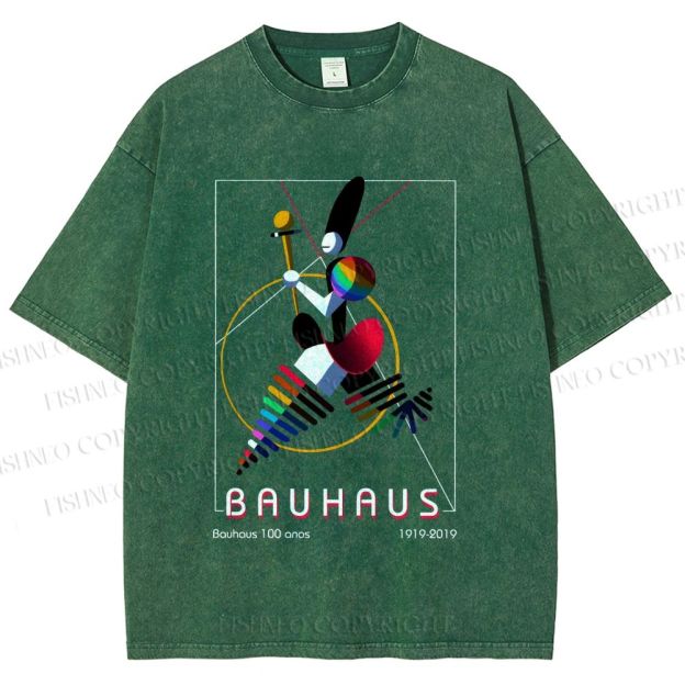 Unisex Bauhaus Abstract Art Magazine Printed Washed Tee