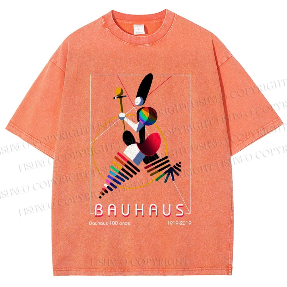 Unisex Bauhaus Abstract Art Magazine Printed Washed Tee